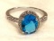 Oval Cut Aquamarine Silver ring Size 9