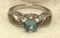 2ct Sterling Silver Aquamarine and white Topaz Ring Size 7