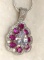 2ct Sterling silver Pink Sapphire And topaz Pendant and chain