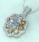 2ct Sterling Silver Padparadscha Sapphire and Topaz Pendant and Chain