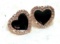 Black Sapphire CZ Heart Stud Earrings