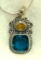 10ct Sterling Silver Apatite and Citrine Pendant and chain