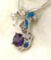 Amethyst and Australian Opal Inlay Sterling Silver Topaz Pendant and chain