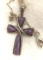 Sterling Silver Purple Stone Cross Pendant and Chain