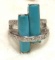 Sterling silver Turquoise and CZ Ring Size 7