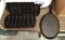 4 Cast Iron Corn Bread Pans and 1 Lodge cast Iron Frying Pan