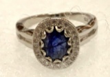 Sterling Silver Blue Sapphire and CZ Ring Size 5.5 MSRP $240
