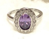 4ct Sterling Silver Amethyst and Topaz Ring Size 7