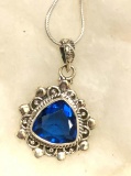 4ct Sterling Silver Blue Sapphire 1 1/4