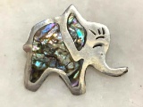 Sterling Silver Abalone Elephant Pin