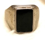 Sterling Silver Onyx Ring Size 12