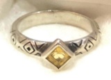 Sterling Silver Citrine Ring Size 7