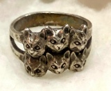 Sterling Silver Cat Ring Size 6