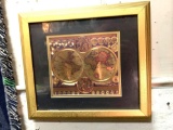 Framed Gold Color World Map 16