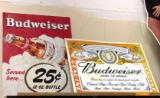 2 Metal Budweiser Beer Signs
