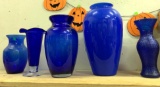 Lot of Blue Glass Vases