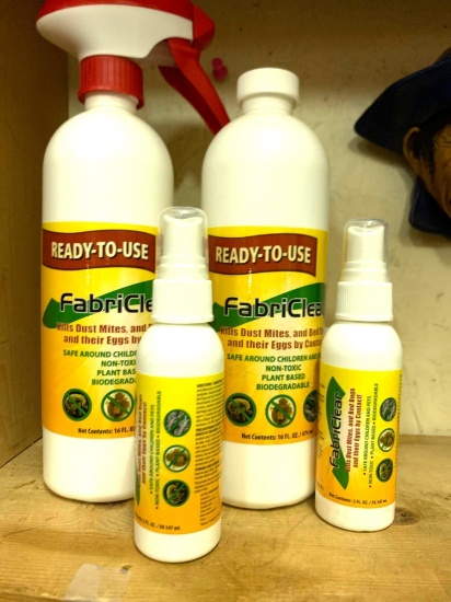 4 New Bottles of Fabriclear- Kills Dust Mites and Bed Bugs