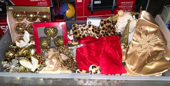 Red and Gold Christmas Lot- Tree Topper, Ornaments, Stockings, Holders etc