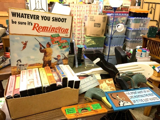Duck Call, Mallard Heads, Goose Decoys, Metal Signs etc