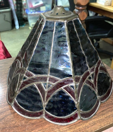Stained Glass Lamp Shade 9" x 11"- Heavy- No Damage