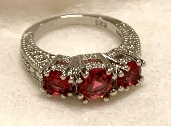 Ruby Silver Band/ Ring Size 6