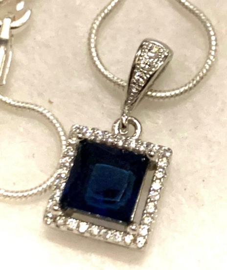 2ct Sterling Silver Amethyst and White Topaz Pendant and Chain