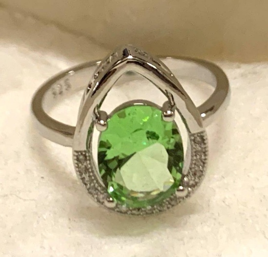Tsavorite Peridot Ring Size 8