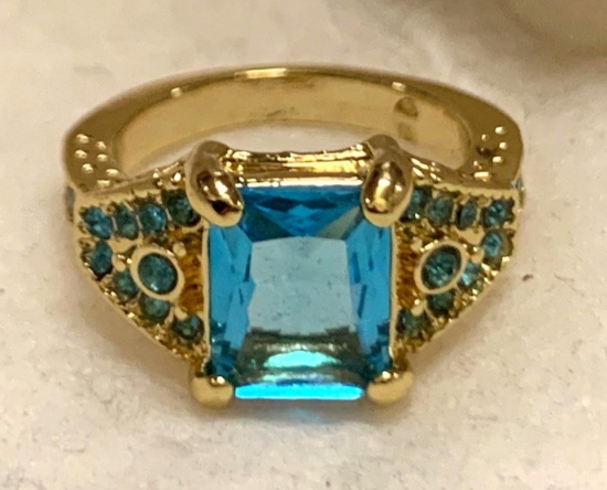Sea Blue Topaz Ring Size 7