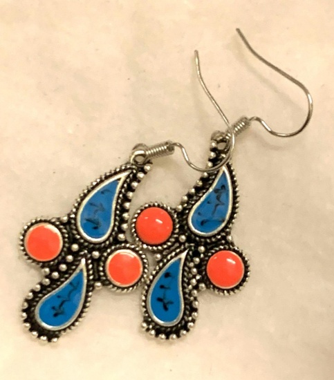 Turquoise Bohemian Sterling Silver Dangle Drop earrings