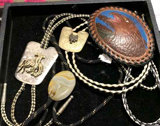 3 Bolo Ties and Belt Buckle