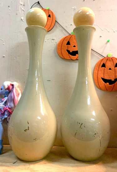 Vintage 2- 21" Art Glass Decanters