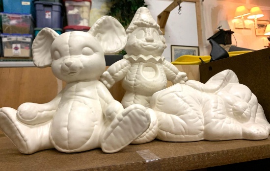 3 Paintable Ceramic Figures