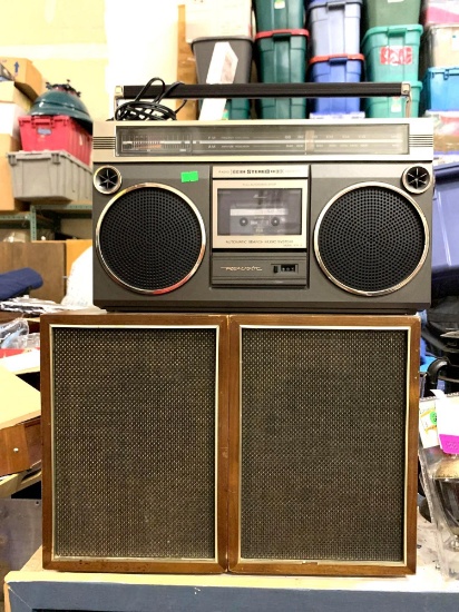 Pair of Speakers and Realistic Boom Box