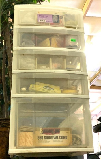 5 Drawer Organizer Filled with Beads and cord and more