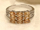 Mutli Stone Champagne Morganite Ring Size 8.5