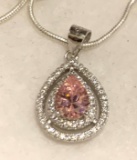 2ct Sterling silver Pink Sapphire And topaz Pendant and chain