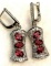 Multi- Stone Raspberry Garnet Oval cut Earrings