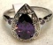 Waterdrop Amethyst and White Topaz ring Size 10