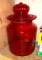 Vintage Red Glass Cookie Jar