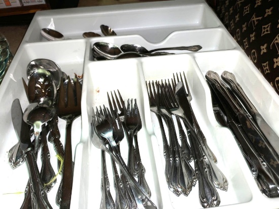 Lot of Flatware With Holder