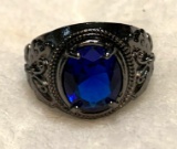 Mens Oval Cut Blue Sapphire ring Size 10