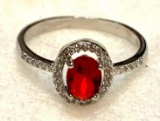 Ruby Ring Oval Cut Main Stone Size 8