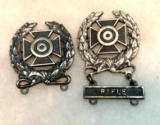 2 Sterling Military Marksman Pins