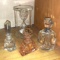 Vintage 4 Pieces - Cut Crystal 3 Perfume Bottles and 1 Hour Glass