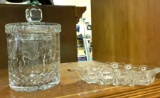 Crystal Jar with Lid and Crystal Candy Dish