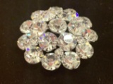 Unsigned Weiss Round Crystal Rhinestone Flower Brooch