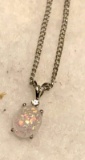 White Fire Opal Pendant and Chain