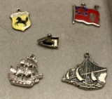 5 Sterling Silver Charms - 3 are boats