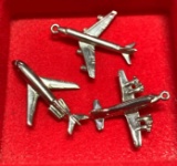 3 Sterling Silver Air Plane Charms