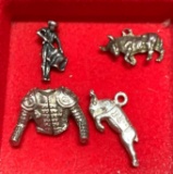 4 Sterling Silver Bull Fighter Charms